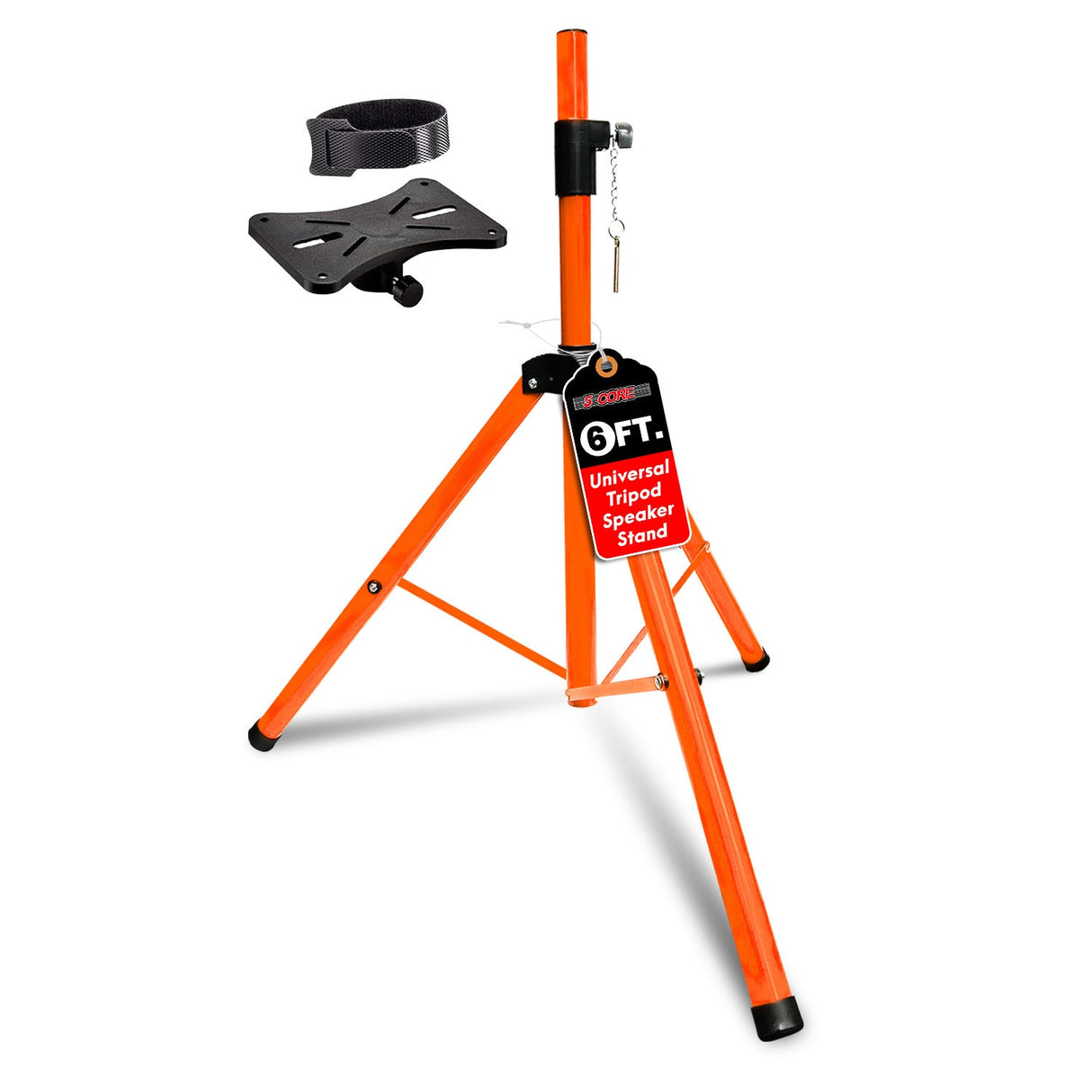 5 Core Speaker Stand Tripod Heavy Duty Adjustable Up to 72 Inch DJ Studio Monitor Stands Pole Mount Orange