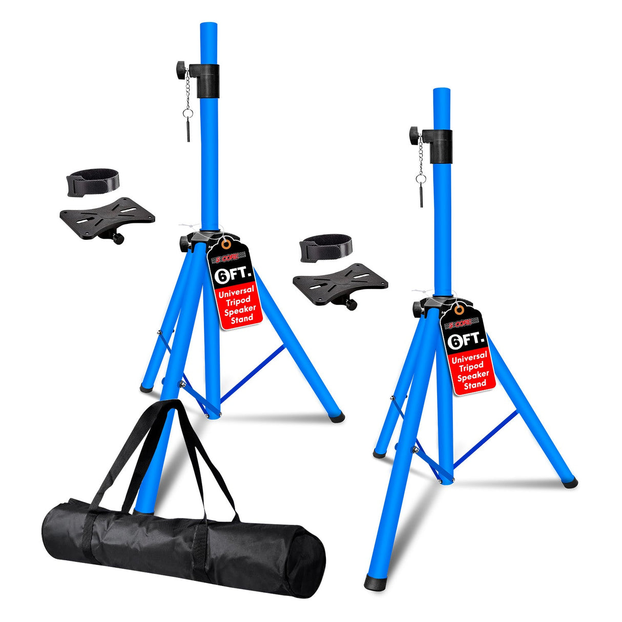 5Core Speaker Stand Tripod Tall Adjustable 72 Inch DJ Pole Mount Studio Monitor Stands SKY BLUE