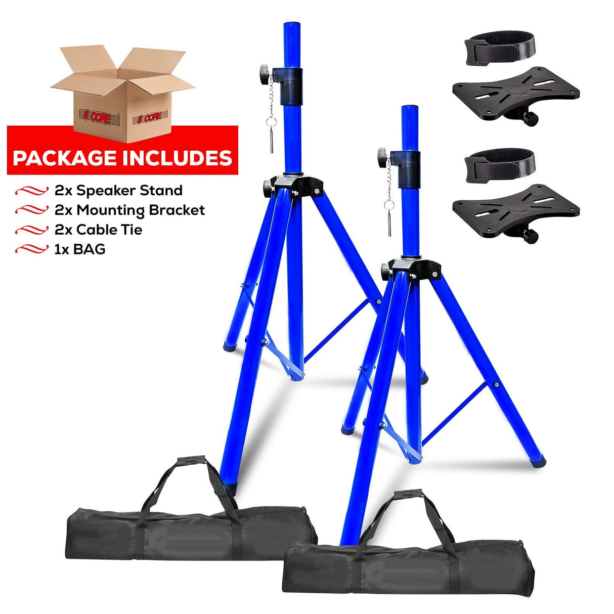 5Core Speaker Stand Tripod Tall Adjustable 72 Inch DJ Pole Mount Studio Monitor Stands BLUE