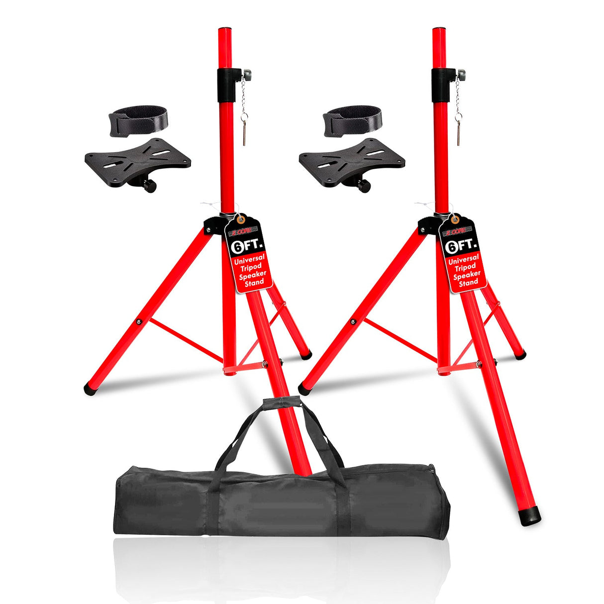 5Core Speaker Stand Tripod Tall Adjustable 72 Inch DJ Pole Mount Studio Monitor Stands RED