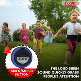 Small megaphone with a built-in siren music button, ideal for both communication and entertainment.