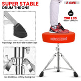 Comfortable drum stool featuring a sturdy metal design, thick cushioning, and anti-slip foot support.