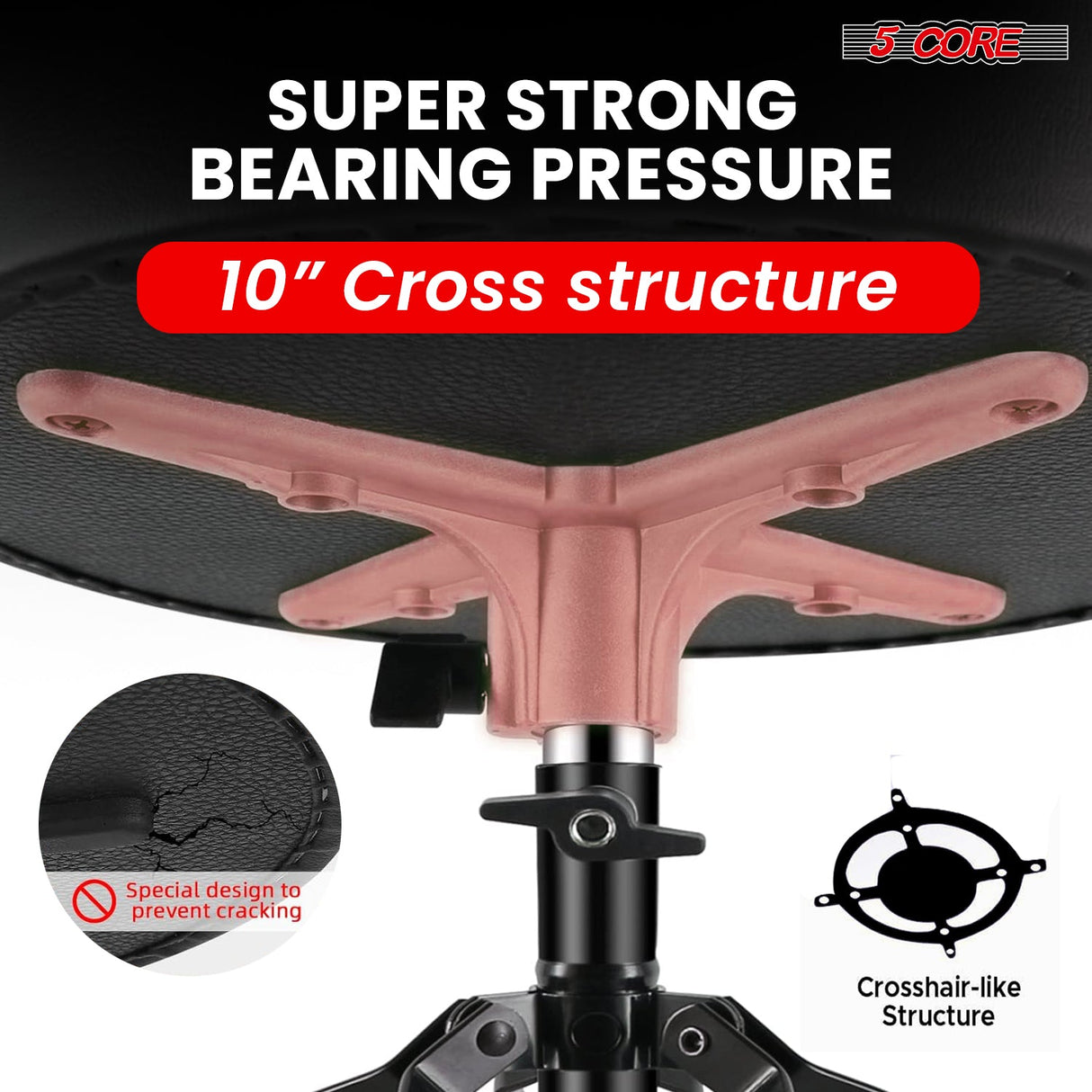 Super stable drum throne with a cross-hair like structure, reinforced legs, and anti-slip rubber feet for maximum support.