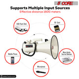 5 Core Megaphone Bullhorn Speaker 100W Bull Horn Battery Power Cheer Megafono 2000 Yard Range Loudspeaker
