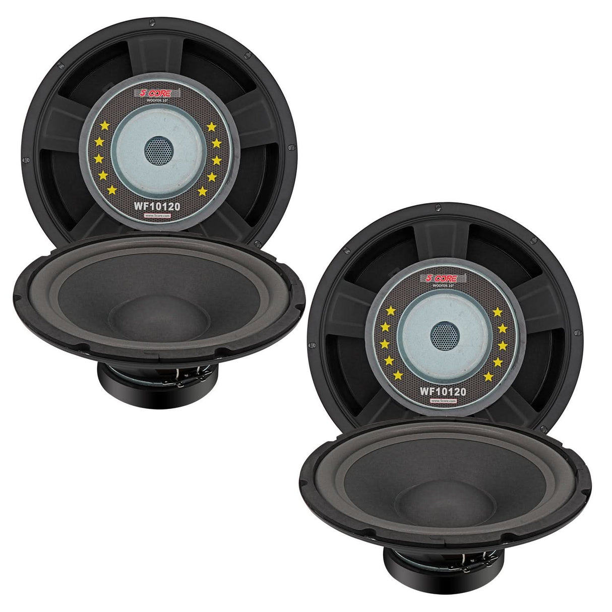 5Core 10 inch Subwoofer Speaker 600W Peak 4Ohm Car Replacement Sub Woofers 2 PCS