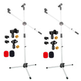 5Core Tripod Mic Stand Adjustable Heavy Duty Floor Holder Microphone Boom Arm WHITE