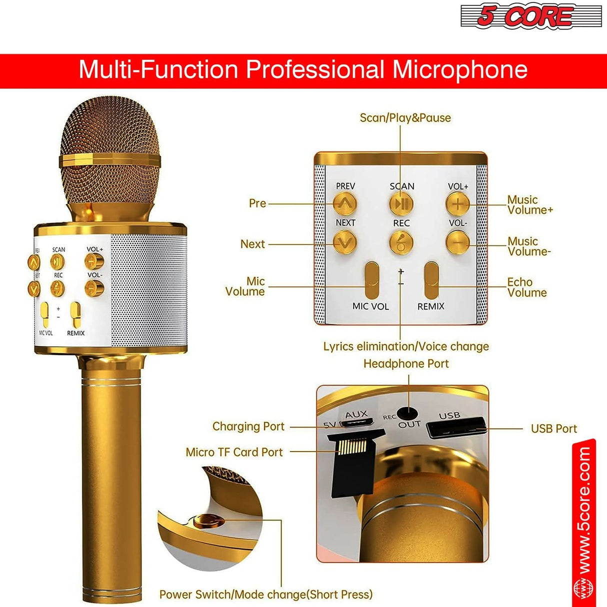 5Core Wireless Bluetooth Mic for Karaoke