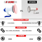 5Core Megaphone Bullhorn Speaker 30W Mini Bull Horn Battery Power Megafono 800 Feet USB BATTERY