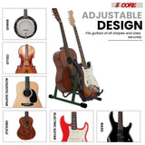 Adjustable guitar stand offering customizable height and secure fit for various guitar sizes and styles