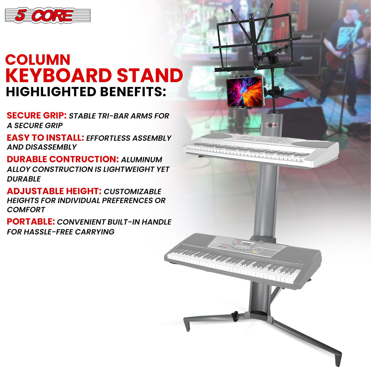 Best keyboard stand with adjustable height, sturdy frame, and secure support for stable performance setups