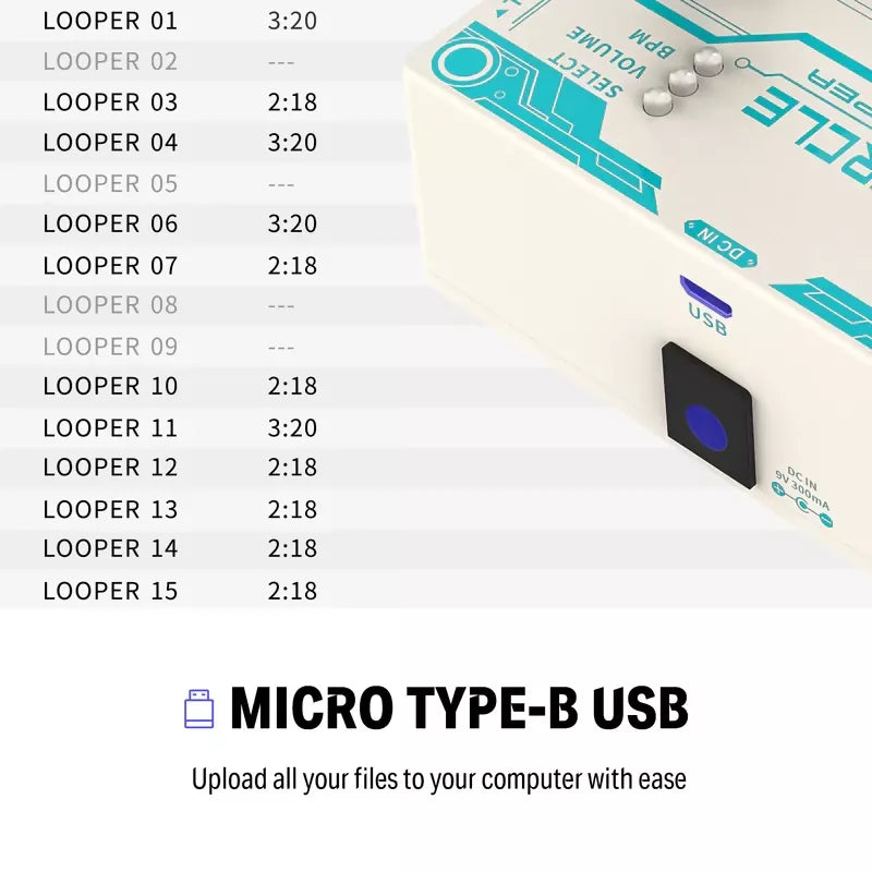 Donner Circle Looper Guitar Pedal with Drum Machine Time Display