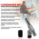 5Core Dynamic Instrument Microphone Professional XLR Cardioid Pencil Stick Condenser Mic