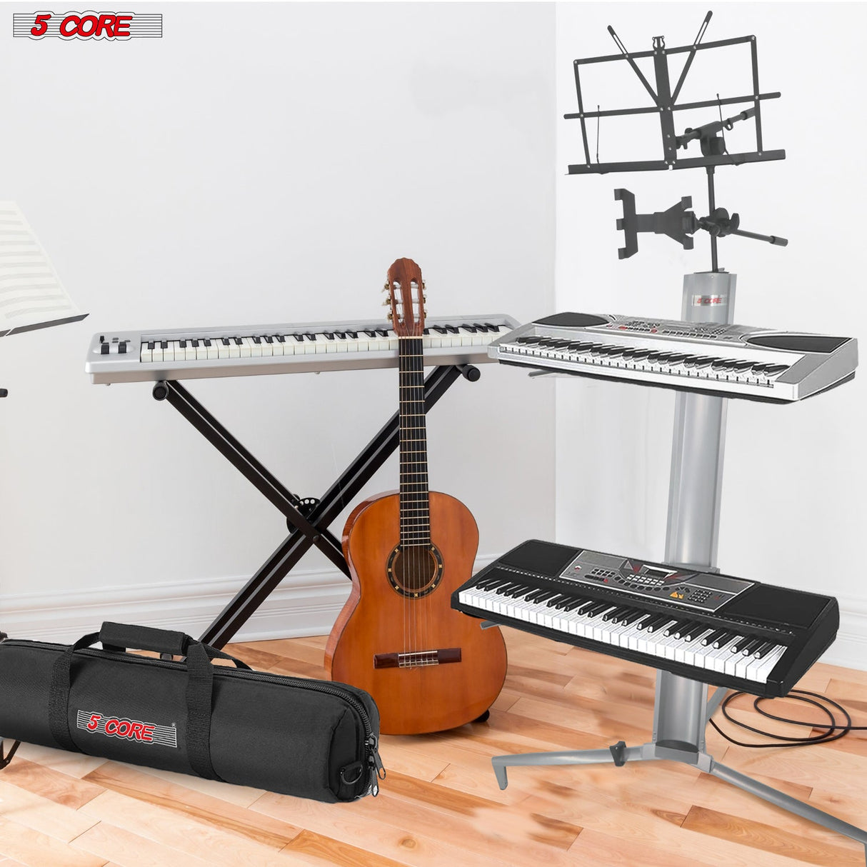 Easy-to-store keyboard stands with foldable design for convenient storage and portability between gigs