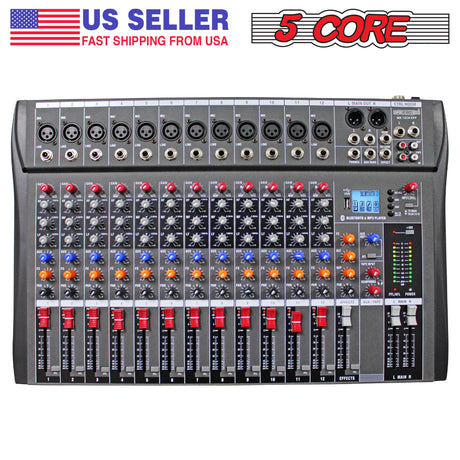 5 Core India Made 12 Channel Compact Studio Mixer with Built-In Effects & USB Interface Digital Mixer for Home Studio Recording, Podcast DJs & more MX 12CH EFF