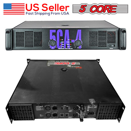 5 Core Power Amplifier – 1600W Peak Output Amplifier for Experts and DJ, Professional 2U Chassis High Powered AMP with XLR Input, Master Volume Controller- CA 4