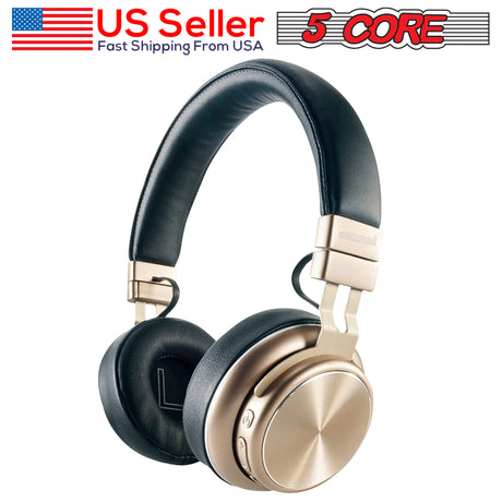 5Core Premium Headphone inbuilt Mic Over Ear Wireless Headset Bluetooth 5.0 Gold HEADPHONE 13 G