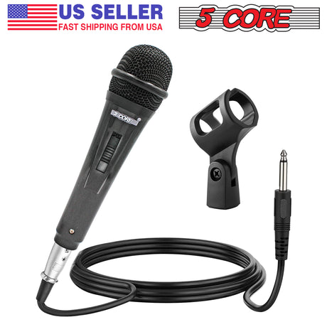 5 CORE Premium Vocal Dynamic Cardioid Handheld Microphone Unidirectional Mic with 16ft Detachable XLR Cable to ¼ inch Audio Jack and On/Off Switch for Karaoke Singing PM 816