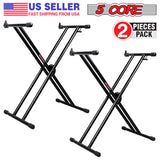 5 Core Premium Keyboard Stand Hand Triggered Heavy-Duty Double X-Style, Adjustable, and Pre-Assembled Stand with Locking Straps for Digital Piano, Keyboards (Metal) KS HD 2X