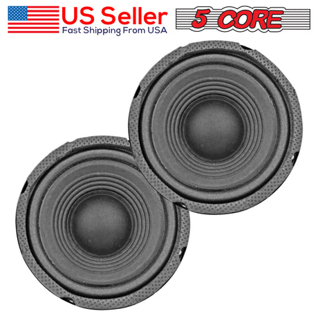 5 Core Mid Range Speaker System for Car 2 Pack Black| Pro Series 200W 5" Speakers| 4 Ohm, 20W RMS and 30 oz Magnet| Car Replacement Speakers- CS-05 MR Pair