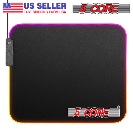 5 Core RGB Mouse Pad - Computer Mouse Mat with Anti-Slip Rubber Base, Easy Gliding, Spill-Resistant Surface, Durable Materials, Flexible, Portable, with a Fresh Modern Design, MP 300 RGB