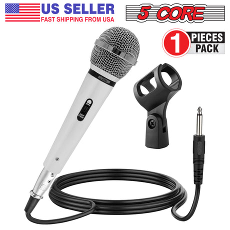5 CORE Premium Vocal Dynamic Cardioid Handheld Microphone Unidirectional Mic with 16ft Detachable XLR Cable to ¼ inch Audio Jack and On/Off Switch for Karaoke Singing PM 111 CH