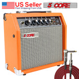 5 Core 20W Kitaarversterker Oranje - Skoon en Vervormingskanaal - Elektriese versterker met gelykstelling en AUX-lyninvoer - vir opnameateljee, oefenkamer, klein binnehof- GA 20 ORG