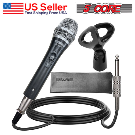 5 Core Professional Dynamic Vocal Microphone - Unidirectional Handheld Mic XLR Karaoke Microphone with ON/OFF Switch Includes 16ft XLR Audio Cable to 1/4'' Audio Jack Included - ND-7800X