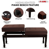 Feature-rich wooden piano stool with adjustable height, padded seat, and sturdy construction for enhanced comfort and support