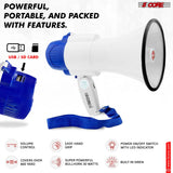 5Core Megaphone Bullhorn Speaker 30W Mini Bull Horn Battery Power Megafono 800 Feet USB BATTERY