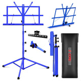 Foldable sheet music stand with adjustable height, compact design, and easy storage for musicians on the move