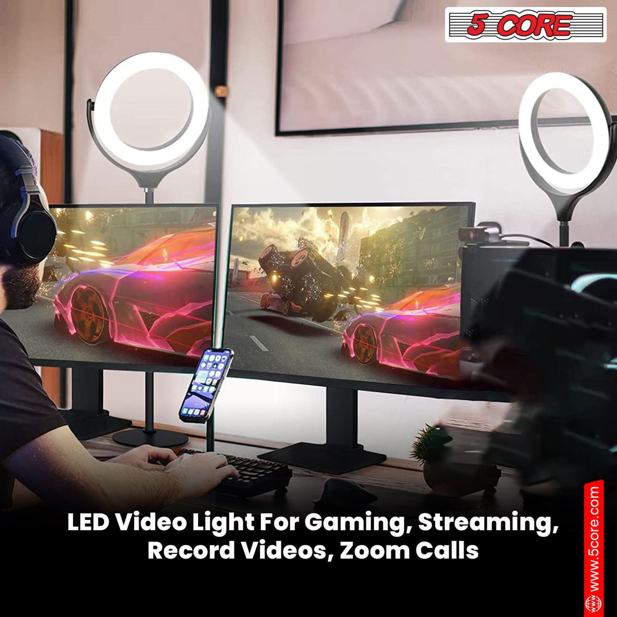 Game streaming light with adjustable brightness for professional lighting setup