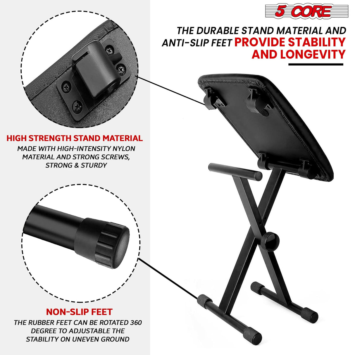 Heavy-duty keyboard seat built for durability and comfort, designed to support long practice sessions w sturdy construction