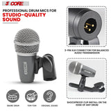 5Core Snare Mic XLR Cardioid Tom Drum Kick Instrument Microphone GREY