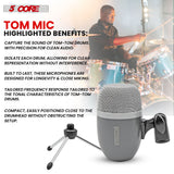 5Core Tom Snare Mic Cardioid Dynamic Microphone for Drum Kit Percussion Instrument GREY