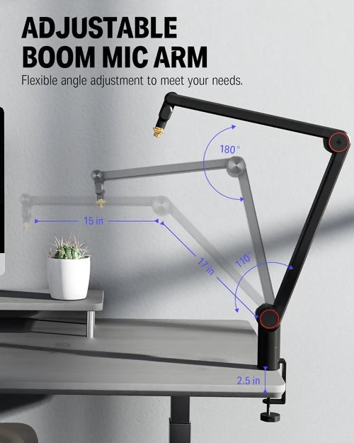 Donner Gaming-MS 1 Adjustable Tube Style Mic Stand Boom Arm for Radio,Podcasting