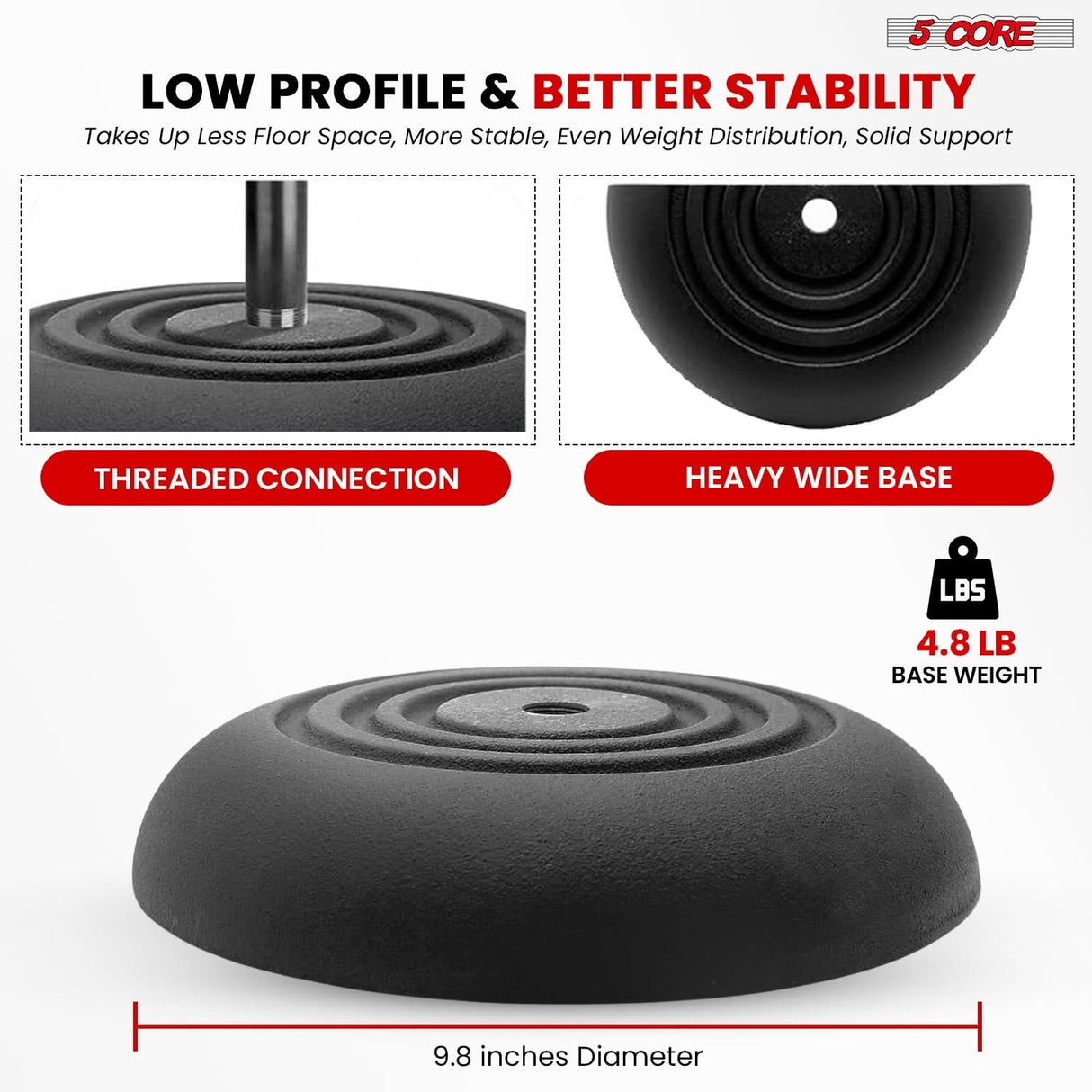 Low-profile mic stand for compact and stable placement