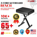 5 Core Keyboard Bench X Style Piano Stool Heavy Duty Adjustable Keyboards Chair Black