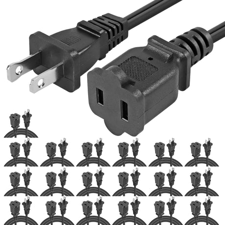 5 Core 2-Prong Male-Female Extension Power Cord Cable, Outlet Extension Cable Cord US AC 2-Prong Male-Female Power Cable 13A/125V, Black 5 Core EXC BLK 10FT