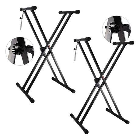 5 Core Keyboard Stand with Gear Double Braced X-Style, Adjustable, and Premium Pre-Assembled with Locking Straps For Digital Piano, Keyboard KS 2X GEAR