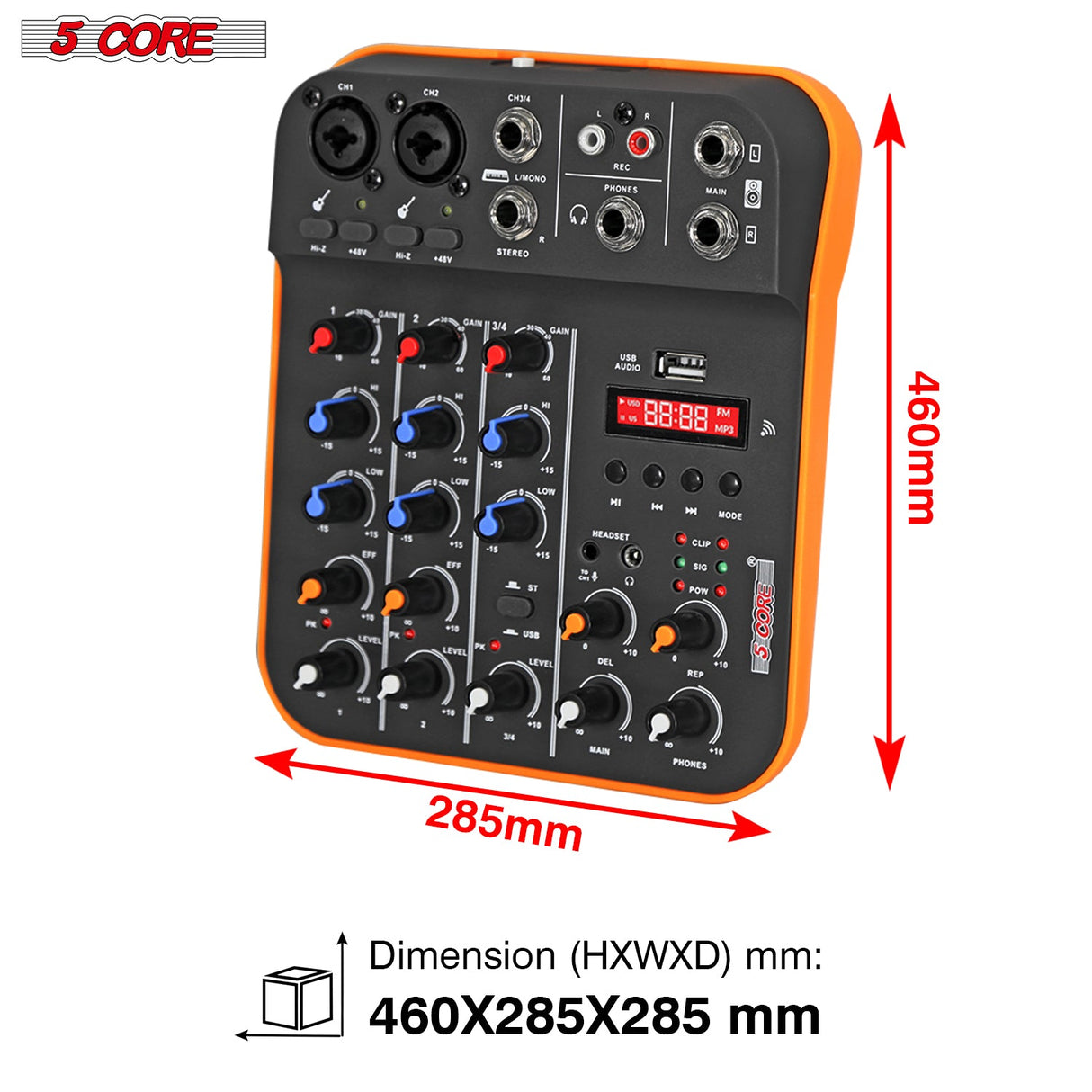 Portable audio mixer with multiple channels, Bluetooth connectivity, and USB power for professional sound mixing on the go.