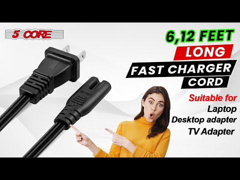 5Core AC Power Cord 12Ft 2 Prong US Male to Female Extension Adapter 16AWG/2C 125V 13A