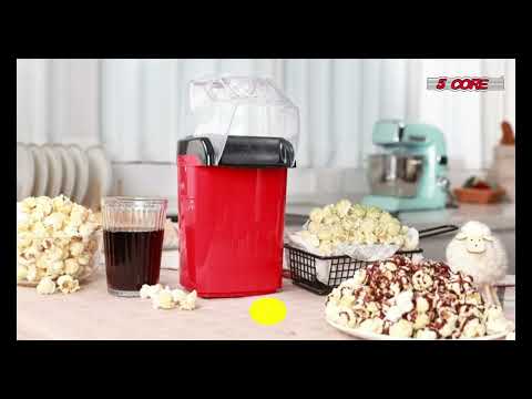 5Core Popcorn Machine 16 Cup Hot Air Popper Mini Portable Electric Pop Corn Maker YELLOW