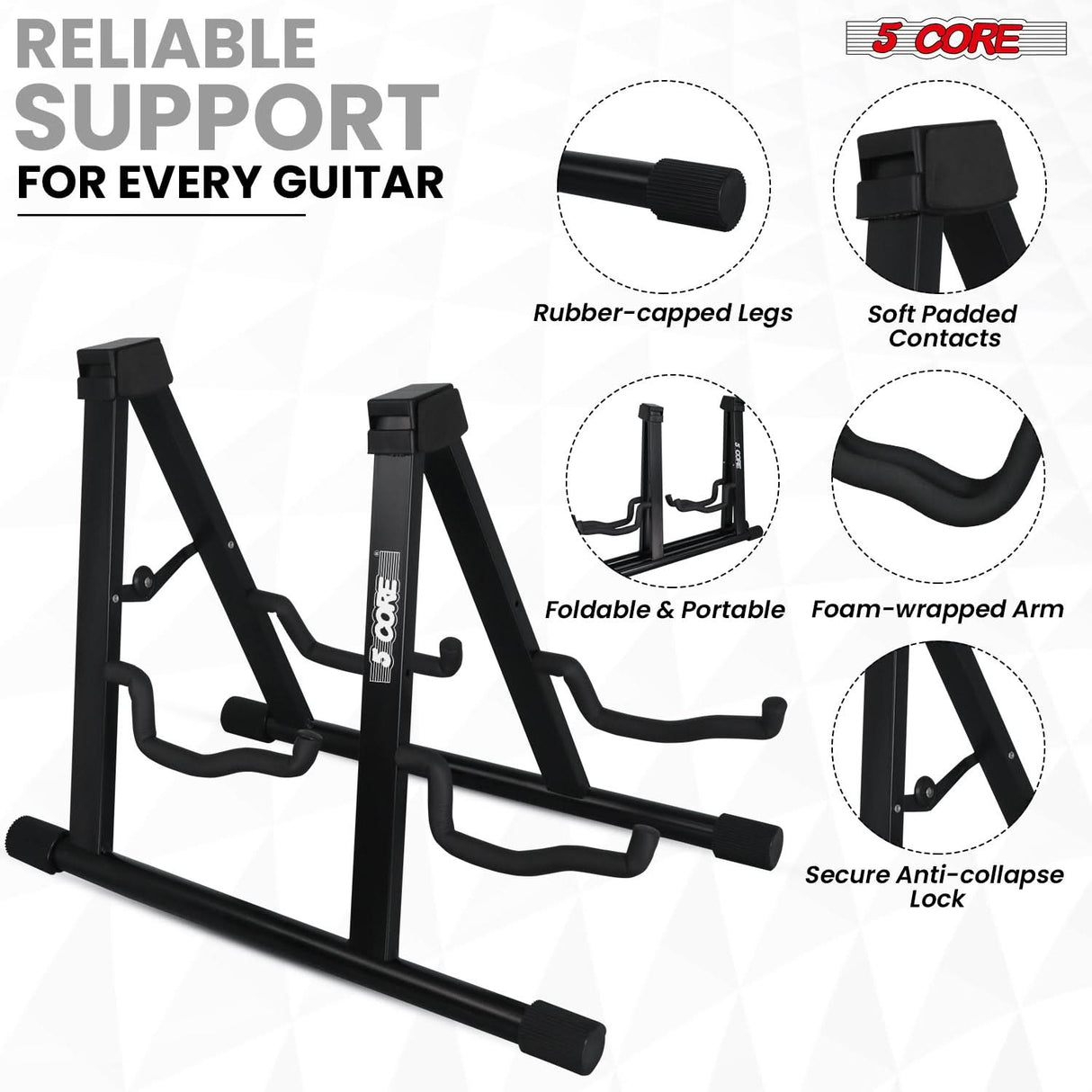 Reliable guitar stand with secure grip and stable construction, offering maximum support for various guitar types