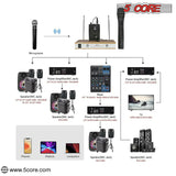 5 Core Wireless Microphones w 1 VHF Dynamic Unidirectional Handheld Microfono Inalambrico & 1 Collar Mic with Receiver