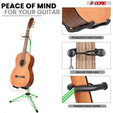 Secure guitar stand with non-slip base, padded supports, and durable construction for acoustic, electric, and bass guitars