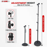 Universal microphone stand holder with adjustable clamp for secure mic placement