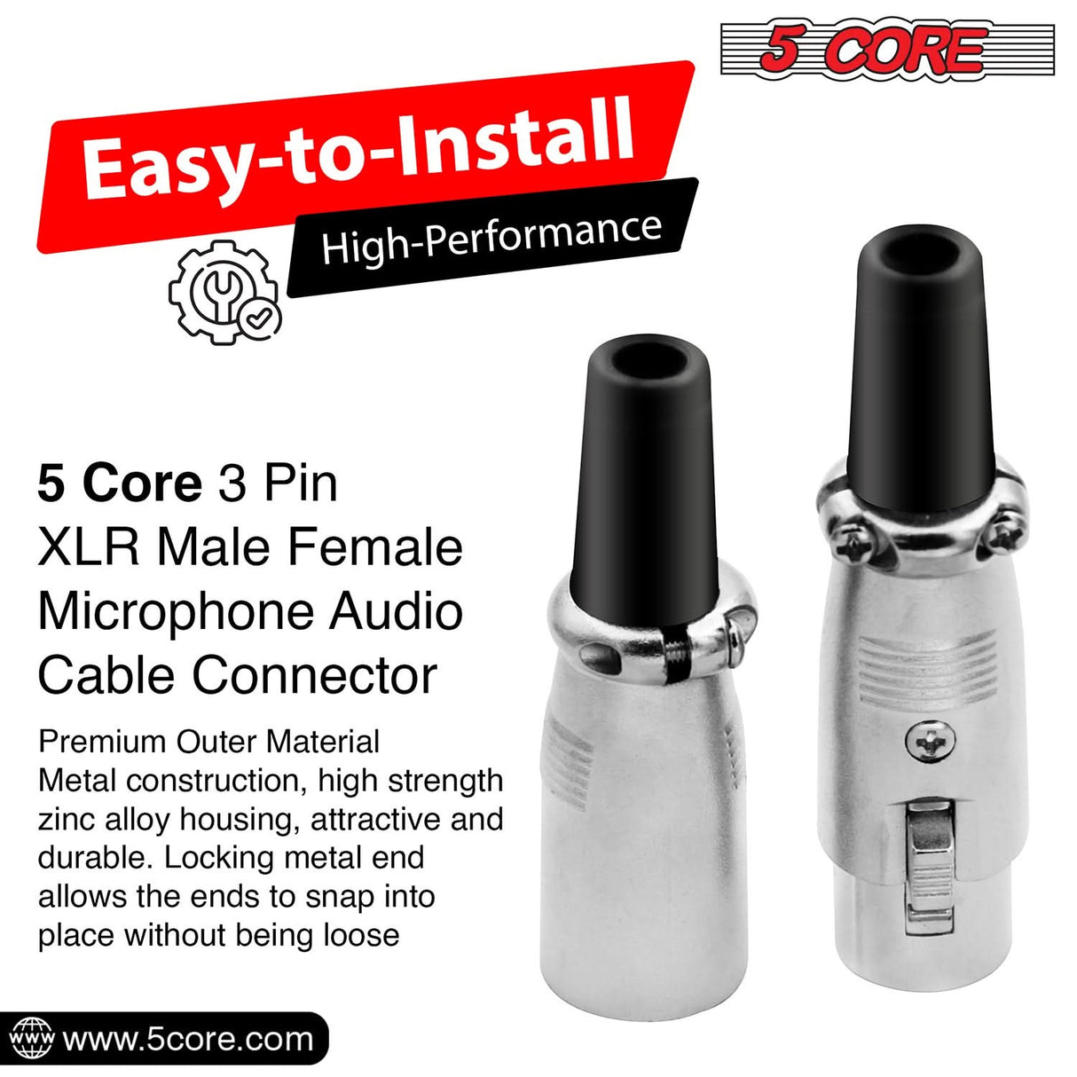 XLR male and female connectors, commonly used for audio and microphone connections