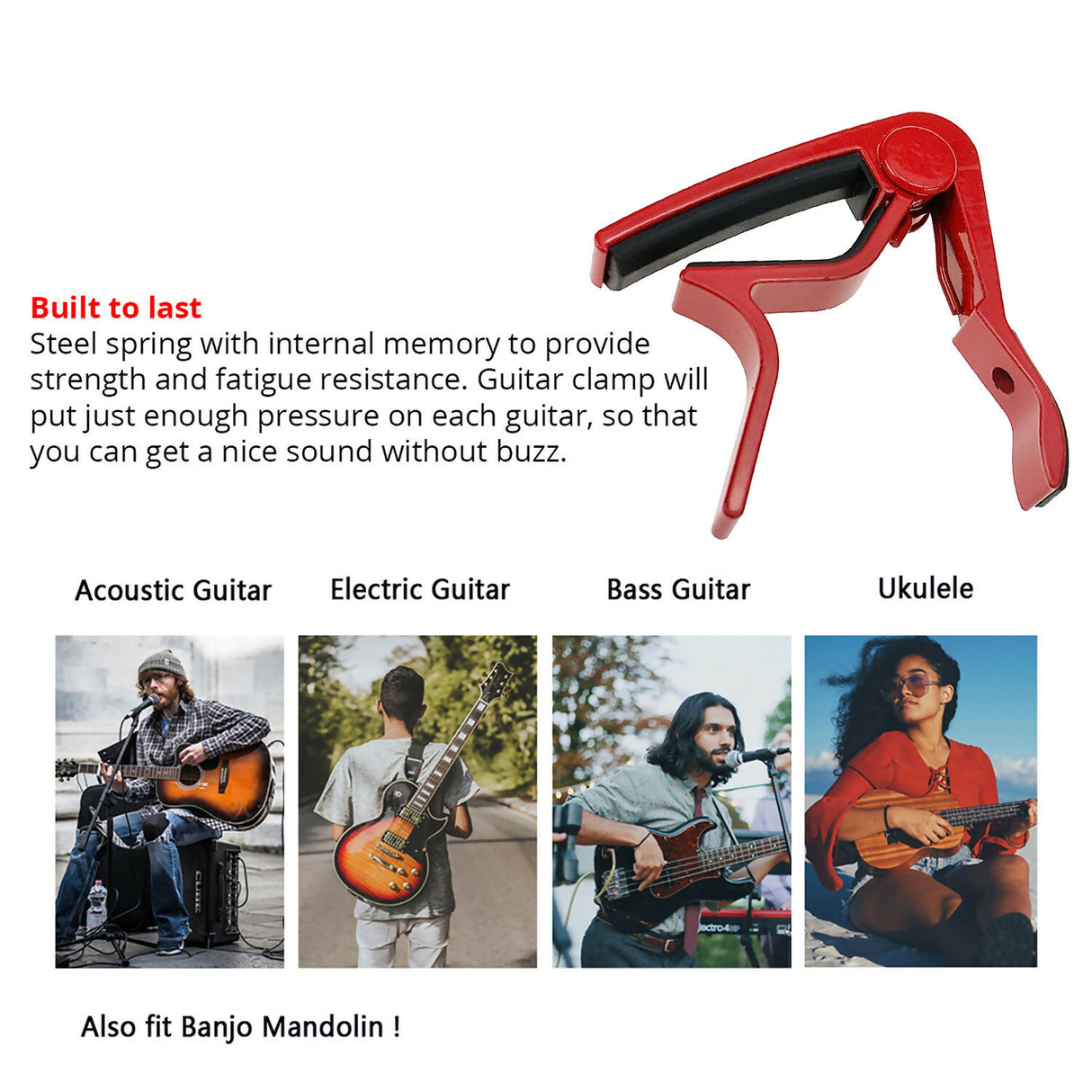 5 Core Guitar Capo 6 String Kapo Universal Clamp w Soft Padding for Acoustic Electric Guitars