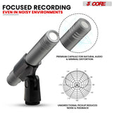 5Core Dynamic Instrument Microphone Professional XLR Cardioid Pencil Stick Condenser Mic