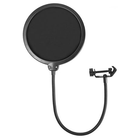 5 Core Professional Microphone Pop Filter Shield Compatible Dual Layered Wind Pop Screen with A Flexible 360 Degree Gooseneck Clip Stabilizing Arm POP FILTER